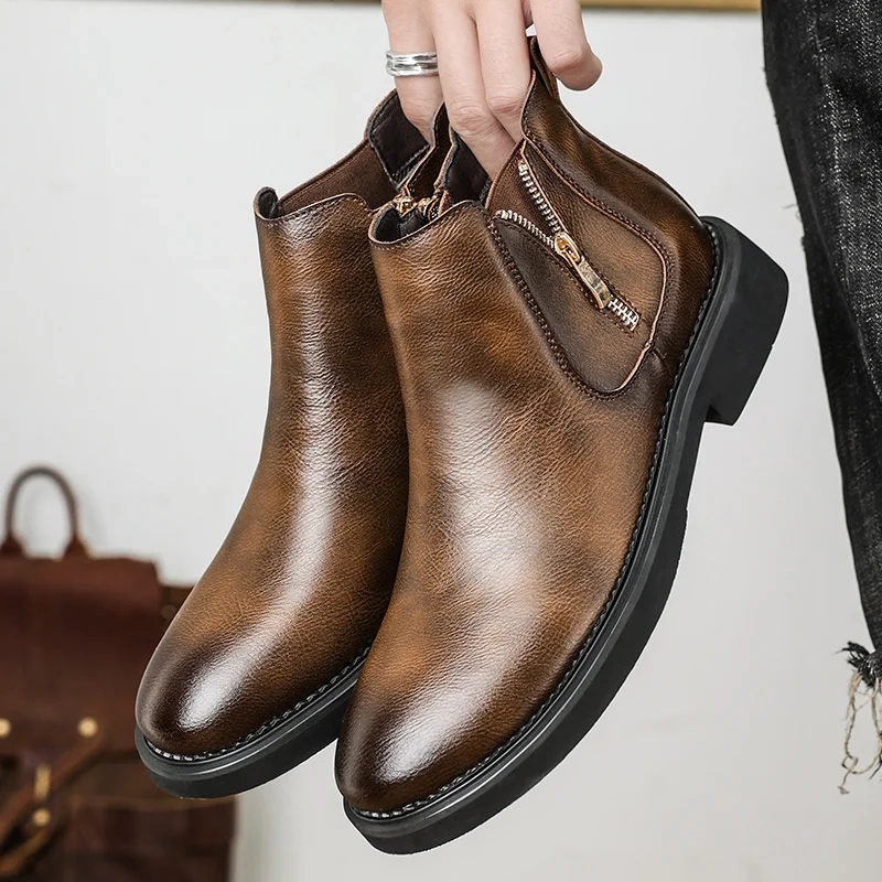 Strideunity Genuine Leather Side‑Zip Chelsea Boots