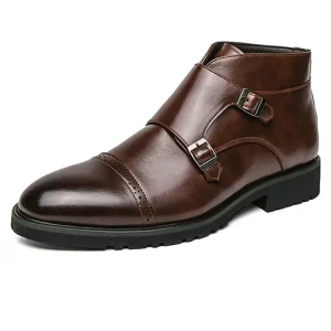 Strideunity Genuine Leather Buckle Strap Ankle Boots