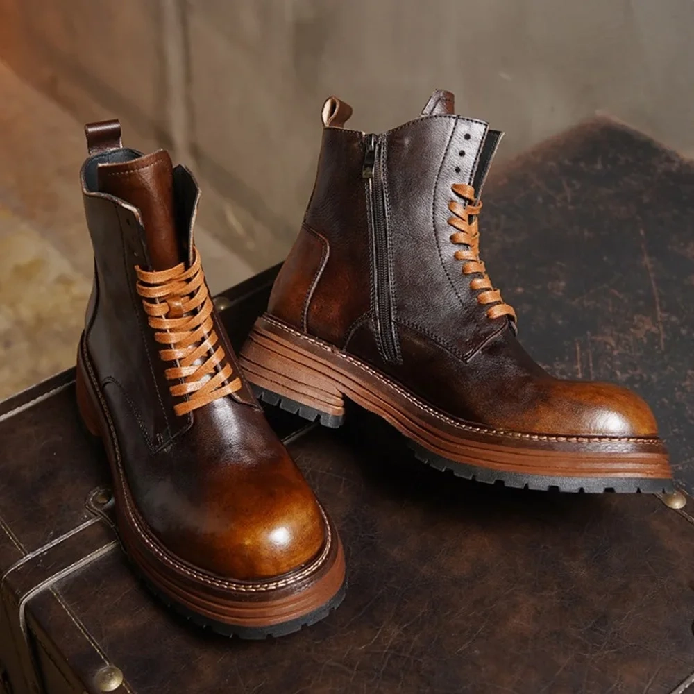 Strideunity Men's Leather Mid‑Calf Boots